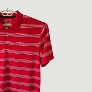 Chaps‎ Golf Polo Shirt Stay-Dry Striped Athletic Casual Red XL
